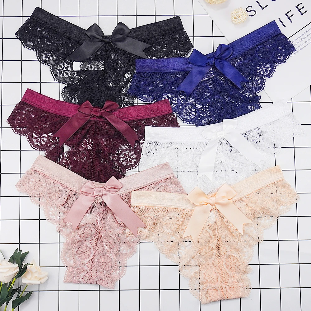 Sexy Lace Thong Women Butterfly Low Waist Panties Transparent Underwear Ladies Briefs Lingere Panty Underware Womens Lingerie