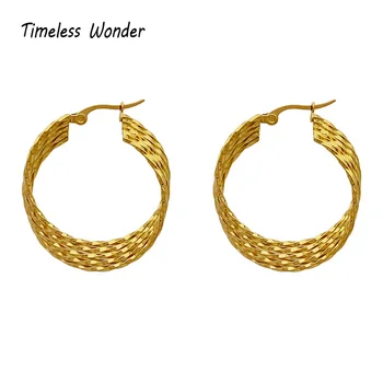 

Timeless Wonder Titanium Geo Twist Statement Drop Earrings Women Jewelry Punk Gothic Boho Designer Top Rare Trendy Ins New 2548