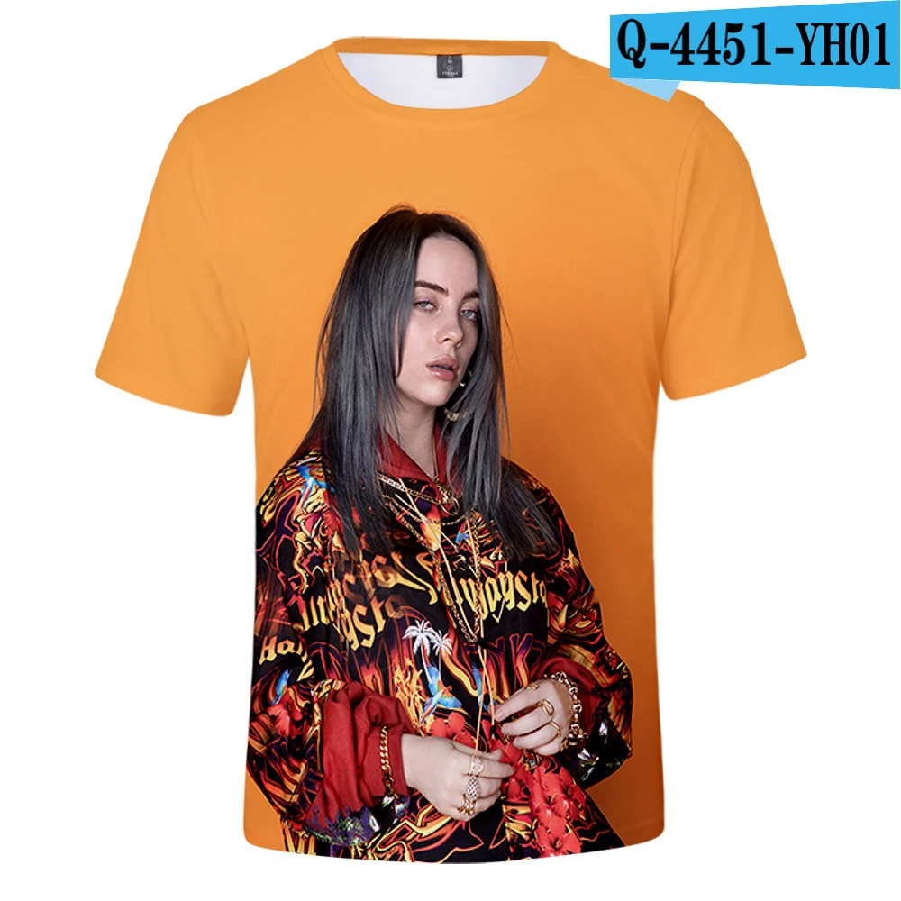 Новая модная 3D футболка Billie Eilish, женские и мужские топы с коротким рукавом,, 3D футболка Billie Eilish, повседневные Черные футболки для девочек - Цвет: 3D