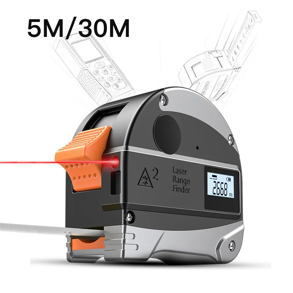 5m 30m Мини лазерный дальномер Рулетка 5 m/30 m/FT/IN usb зарядка Высокоточный цифровой лазерный измеритель портативный измерительный инструмент - Цвет: 5m 30m