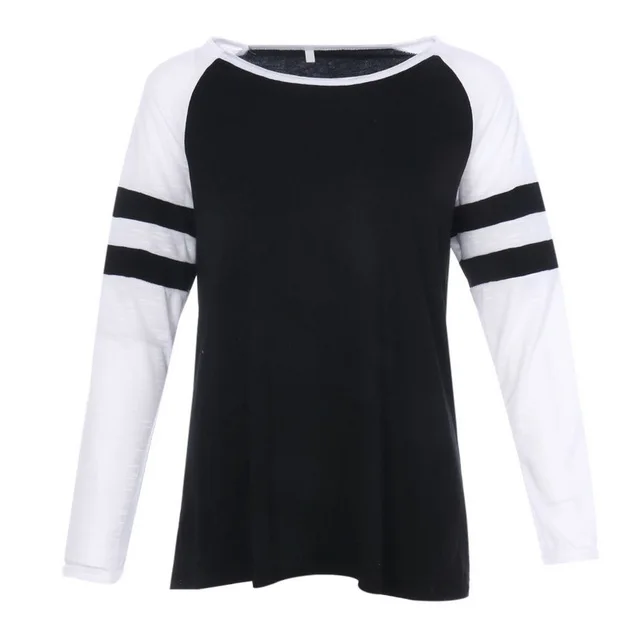 Black 812 Большой размер Новая мода весна осень Женская Полосатая Футболка О-образный вырез Свободный Длинный Рукав Топы футболка размера плюс женская одежда - Цвет: Black 812