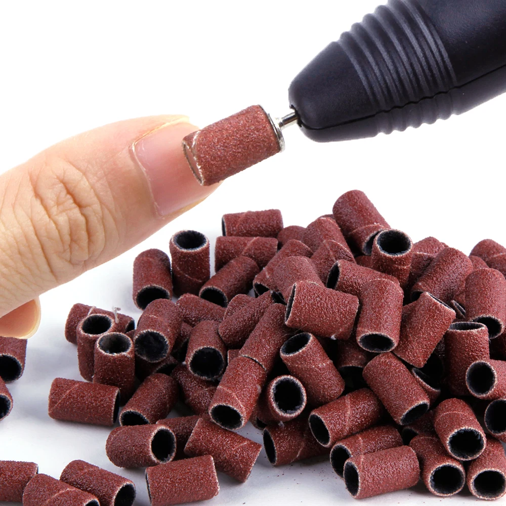 50/100Pcs 네일 드릴 비트 샌딩 밴드 매니큐어 전기 네일 샌더 팁 젤 폴리 셔 리무버 페디큐어 커터 네일 샌딩 캡