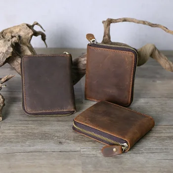 

Men's Leather Wallet Zipper Coin Bag Coin Bag Vintage Multi-Card 9039