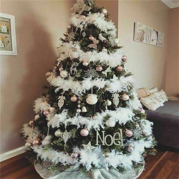 

5PCS 2M Christmas Tree White Feather Boa Strip Xmas Ribbon Party Garland Decoration Apparel Fabric DIY Craft