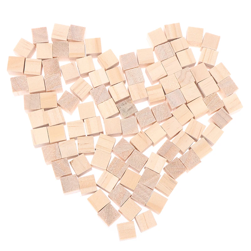 100 Pieces Wooden Cubes Unfinished Square Wood Blocks For Math Making Craft DIY Projects Gift | Игрушки и хобби