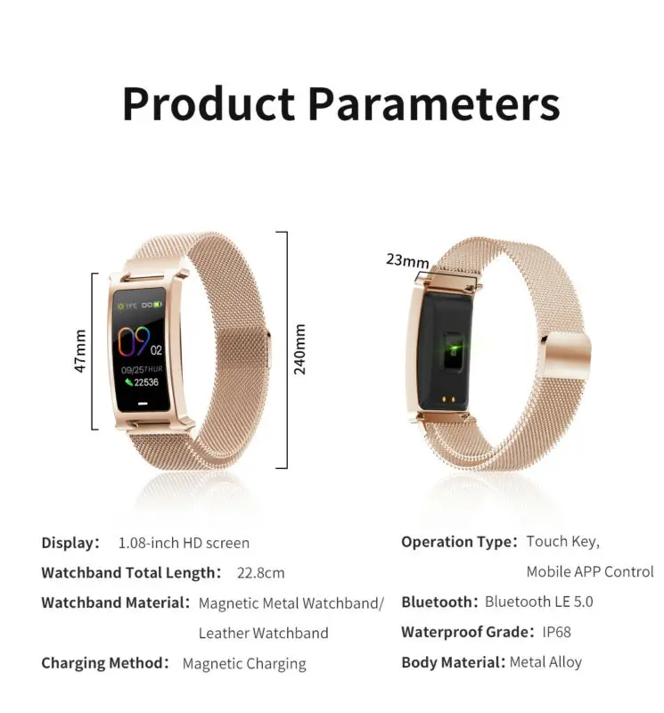 Smart Watch For Android iOS Heart Rate Fitness Activity Tracker Women Men F8