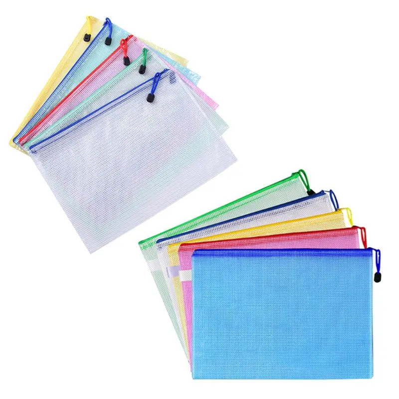 

A4 Size Mesh Document File Bags Storage Pouch with Zipper for Cosmetics Offices