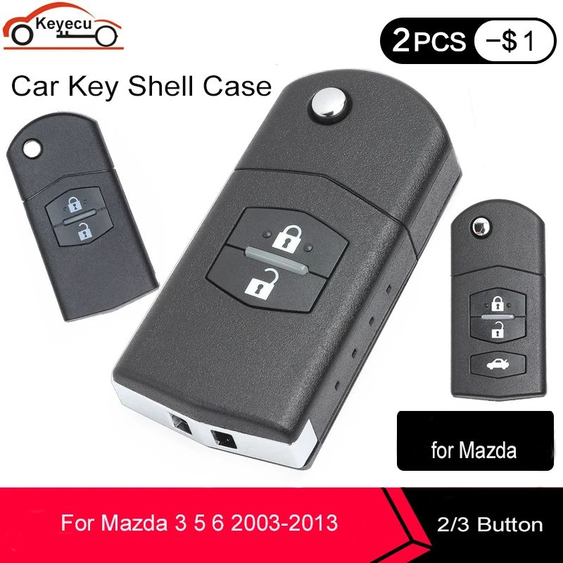 Складной чехол для ключа с кнопкой дистанционного управления KEYECU 2/3 MAZDA 2 3 5 6 RX8 MX5