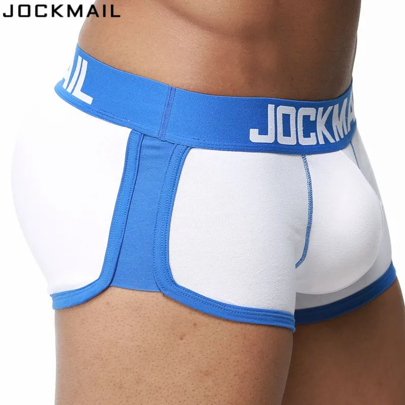 JOCKMAIL, фирменное Мужское нижнее белье, боксеры, плавки с сексуальным мешочком для пениса, усиление выпуклости спереди+ сзади, Двойная съемная чашка пуш-ап