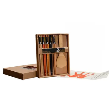 

PREUP Japanese Style Natural Bamboo 5 Pairs/Set Reusable Chopstick + Rice Scoop Home Exquisite Tableware Set Best Gift