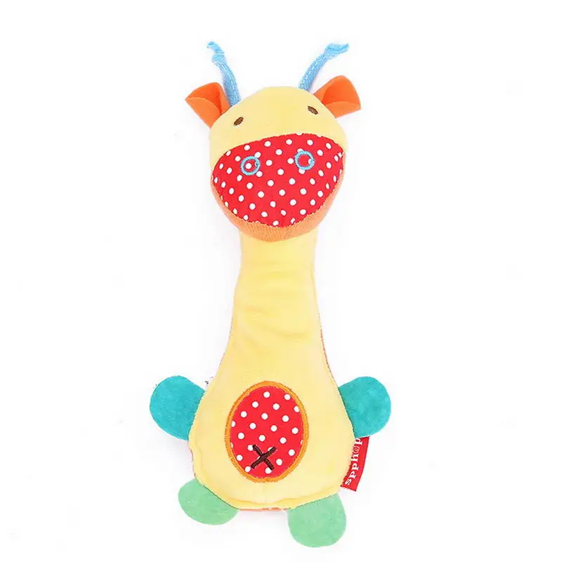 The giraffe Высокое качество мультфильм чучело детские мягкие плюшевые руки погремушка пищалка палочки для малышей - Цвет: The giraffe