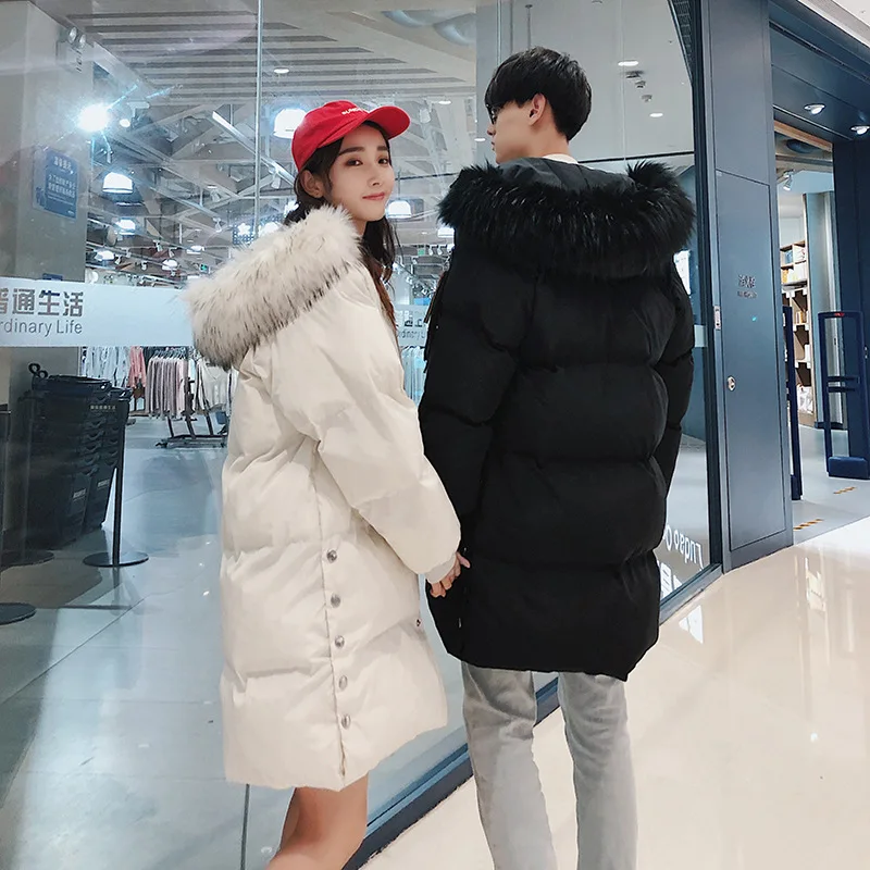 Стиль, зимний Корейский стиль, пара, Harajuku, длинная одежда с хлопковой подкладкой, пуховик для мужчин и женщин, студентов, свободный крой, хлопок
