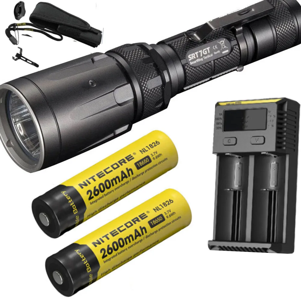 NITECORE SRT7GT Тактический светильник-вспышка CREE XP-L HI V3 RGB UV светодиодный смарт-Селекторный кольцевой светильник max 1000ЛМ луч бросок 450 м фонарь - Испускаемый цвет: 2X NL1826 I2