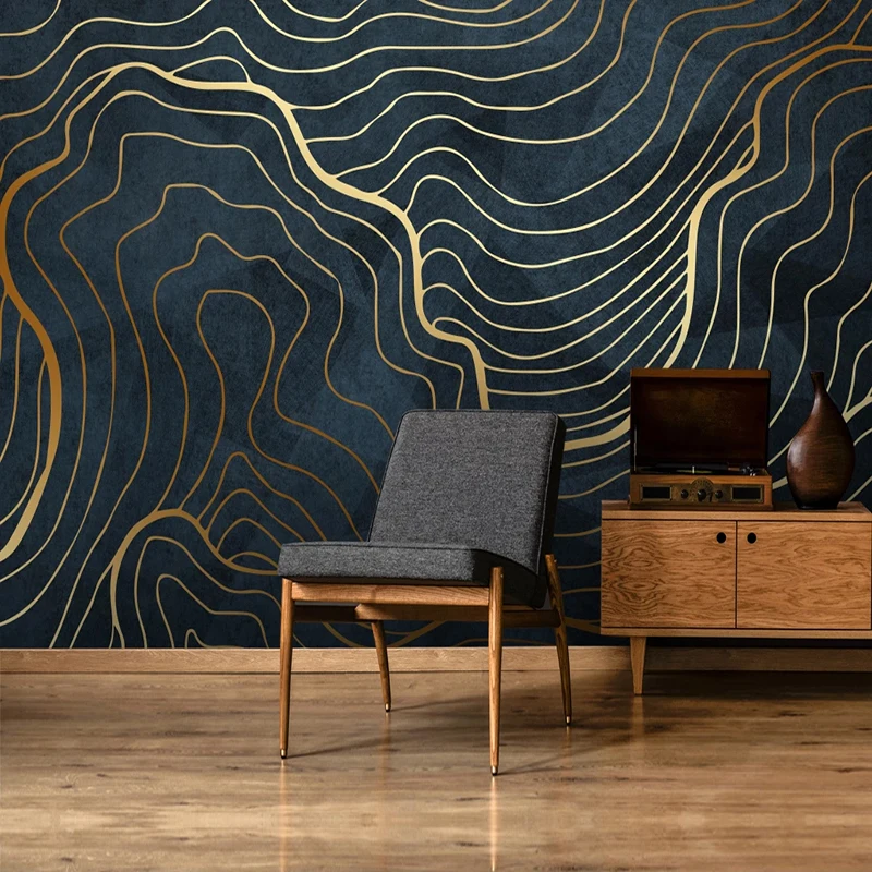 

Drop Shipping Abstract Golden Lines Large Mural Custom 3D Photo Wallpaper Modern Study Room TV Decorative Wall Paper 3D