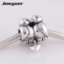 Пара птиц Висячие Подвески 925 пробы Серебряный Браслет Подвески для самостоятельного изготовления ювелирных изделий ювелирные изделия оптом BE109