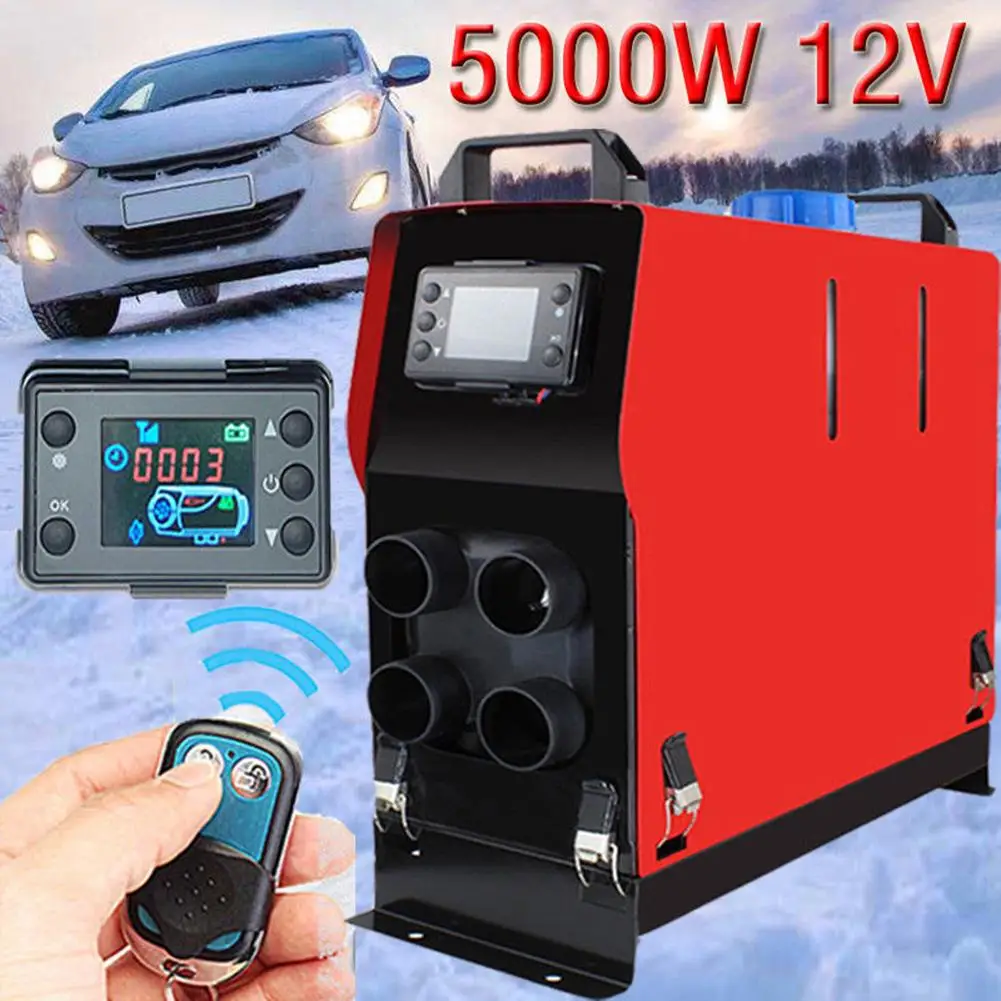 12V автомобиля воздушный дизельный Обогреватель 5000W 4 отверстия ЖК-дисплей монитор стояночный отопитель с подогревом для автомобилей грузовых автомобилей лодки автобуса