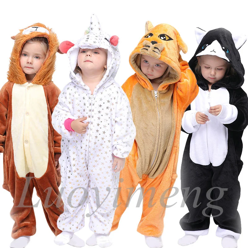 Winter Flannel Boys Girls Pajamas Children Onesie Kids Unicorn Kigurumi Sleepwear Rabbit Panda Licorne Pyjamas Kids Baby Pijamas