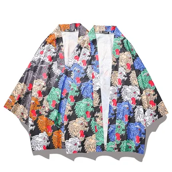 

Japanese Style Kimono Men Shirt Nice Fashion Individuality Print Top Blouse Male Cardigan Kimono Spring Shirt Traditional Tops