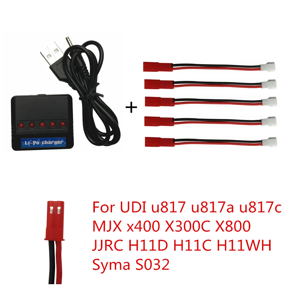 3,7 v Lipo батарея 5 в 1 Зарядное устройство USB для E010 H31 Hubsan X4 Syma X5SW X5C X5HW X5UW/UDI RC Quadcopter W/RC Светодиодный