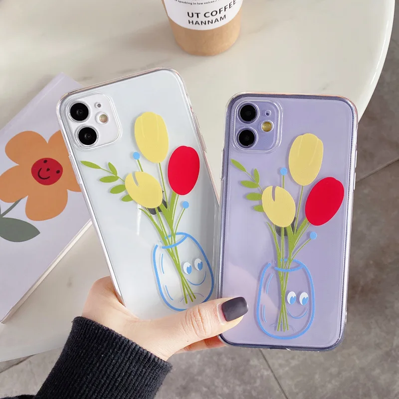 

Flower Silicone Phone Case For iPhone 11 11Pro Max Soft Transparent Case For iPhone 8 7 Plus X XR XS Max Cover