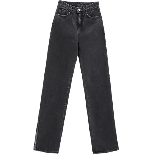 2019 Autumn Fashion Women High Waist Denim Jeans Straight Jeans Side Split Jeans Vintage Female Long Capri Pants 2019 Autumn Fashion Women High Waist Denim Jeans Straight Jeans Side Split Jeans Vintage Female Long Capri Pants
