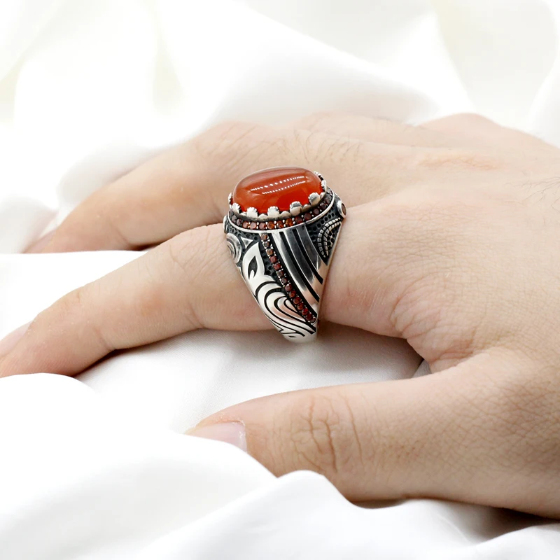 Classic Aqeeq Silver Men Ring