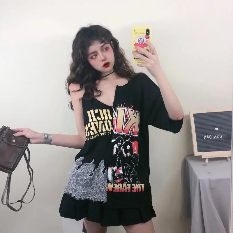 NiceMix прелестные женские корейский стиль лоскутные футболка s Harajuku стильная