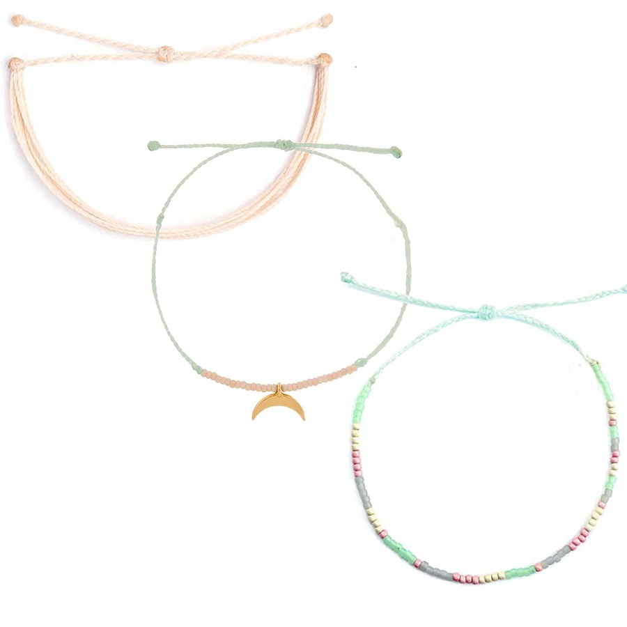 pink Vsco девушка богемные boho braclets для женщин pulseras нарукавные летние braclets для женщин цепочка ручной работы браслеты дружбы - Окраска металла: pink