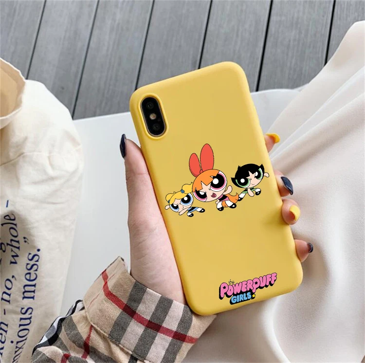 Милый Powerpuff телефон для девочек чехол для iPhone 7 X XS MAX XR 8 6 6s Plus 11Buttercup Bubbles карамельный цвет мягкая задняя крышка - Color: HHSR-24020