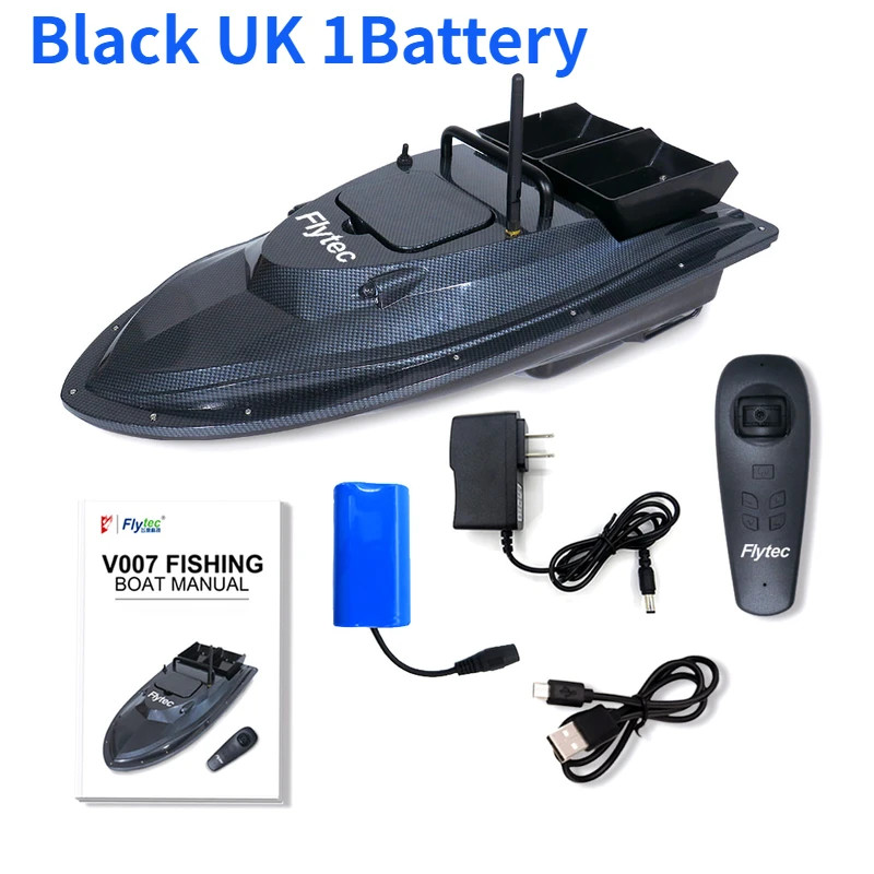 Flytec V007 рыболокатор рыболовная приманка лодка 1,5 кг загрузка 500 м дистанционное управление фиксированная скорость двойные двигатели RC лодка несколько версий - Цвет: Black UK 1Battery