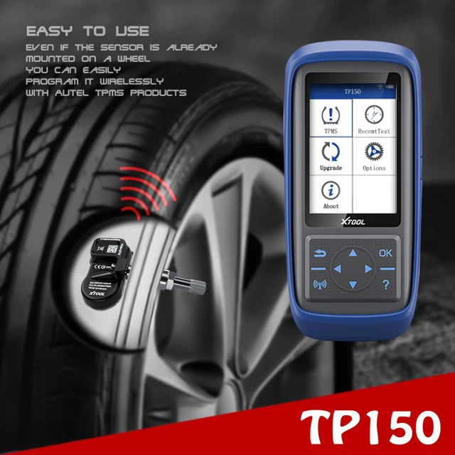 XTOOL TP150 Tire Pressure Monitoring System OBD2 TPMS Diagnostic Scanner Tool Activate 315 433MHZ Sensor Programming With Sensor 2