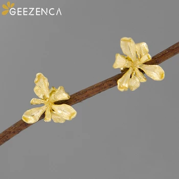 

Original Design 925 Sterling Silver Iris Flower Women's Stud Earrings Fine Jewelry Elegant Cute Trendy Romantic Earring Gift