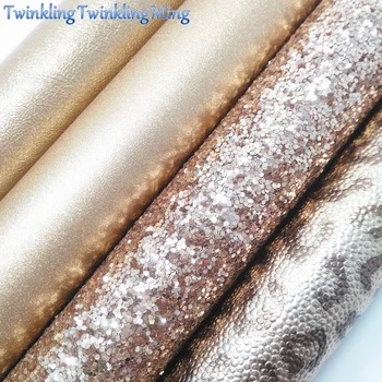 

GOLD Glitter Fabric, Leopard Faux Leather Fabric, Synthetic Leather Sheets For Bows A4 8"x11" Twinkling Ming XM226