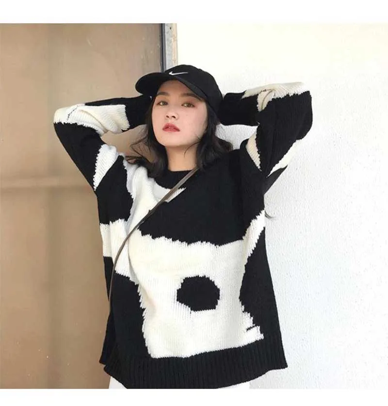 NiceMix свитер с круглым вырезом Женский Повседневный вязаный пуловер с длинным рукавом Свободная Женская одежда осень зима женские топы sueter mujer
