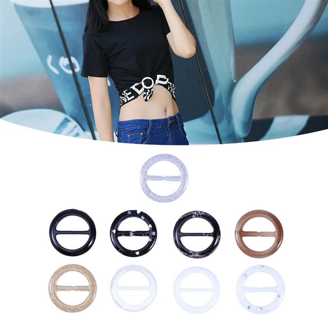 9pcs Round Shape Elegant Tee Shirt Clips Scarf Buckles T Shirt Clip Ring  Clothes Corner Knotted