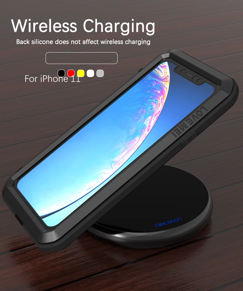 LOVE MEI Metal Waterproof Case For iPhone 11 Pro Max Shockproof Cover For iPhone 11/11 Pro cover capa+ Gorilla glass film