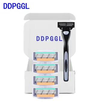 

DDPGGL Men Shaving Razor Blade 4 Layers Blade 1pcs Holder 4pcs Blades High Quality Replaceable Blade Sharp Mild Non-irritating