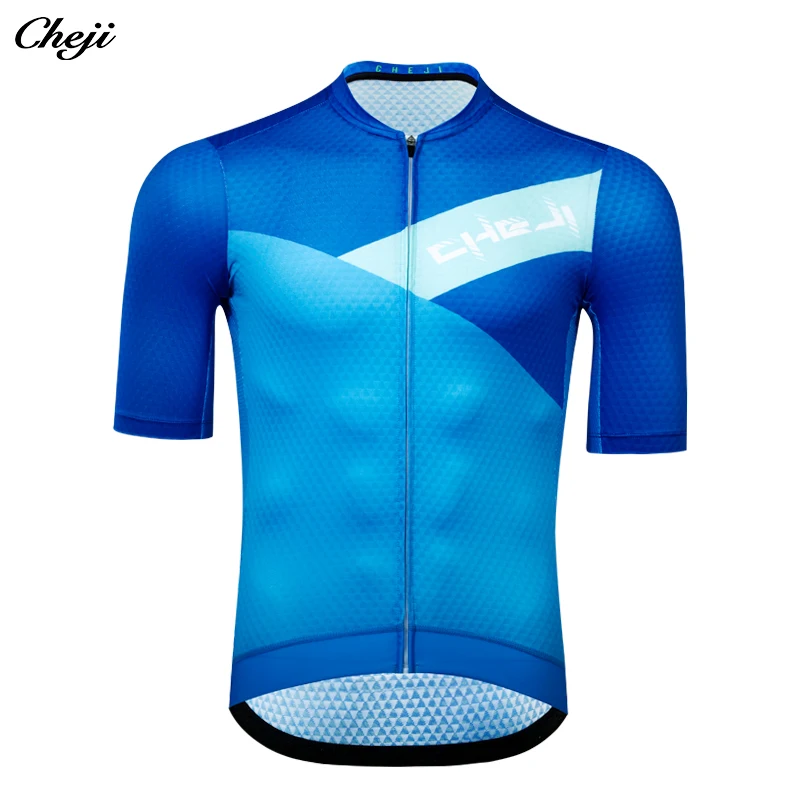 

CHEJI Pro Summer Men Cycling Jersey Short Sleeve Breathable MTB Road Bike Tops Full Zipper Quick Dry Bicycle Riding Jersey Red