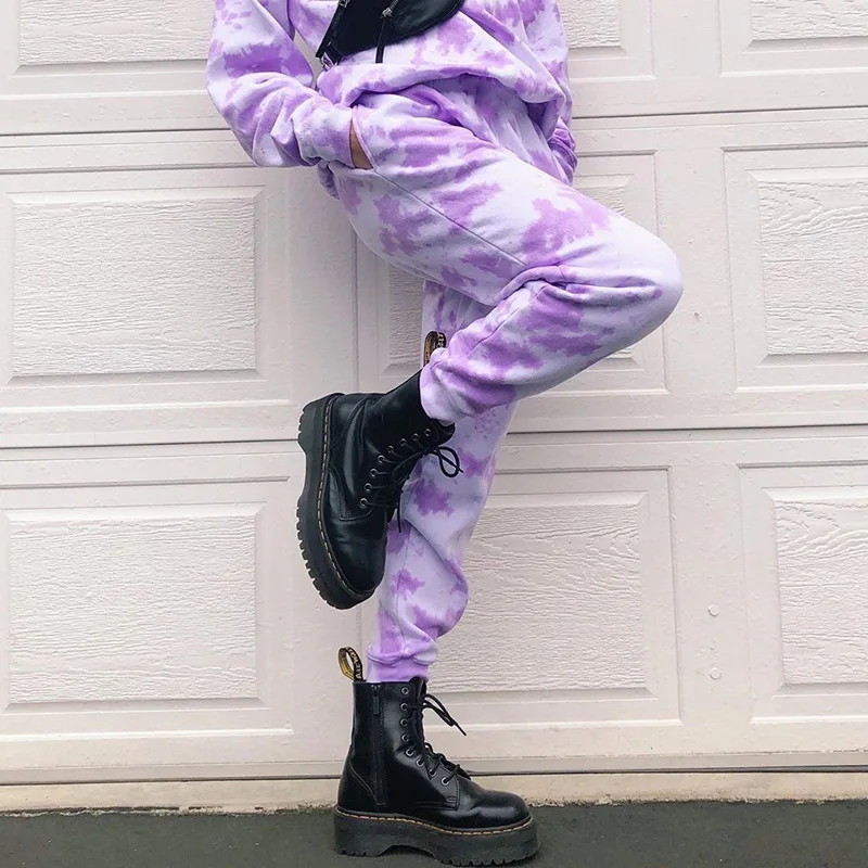 Tie Dye Set Two Piece Outfit Summer Streetwear Sleeveless Crop Top Colorful Pleated Sweatpants Tracksuit Women Lounge Wear