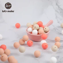 Faisons des perles de Silicone bricolage accessoires Bracelet bijoux sucette chaîne Orange ensemble 15mm 10 pièces sans BPA de qualité alimentaire bébé dentition(China)