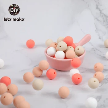 

Let's make Silicone Beads DIY Accessories Bracelet Jewelry Pacifier Chain Orange Set 15mm 10PCS BPA Free Food Grade Baby Teether