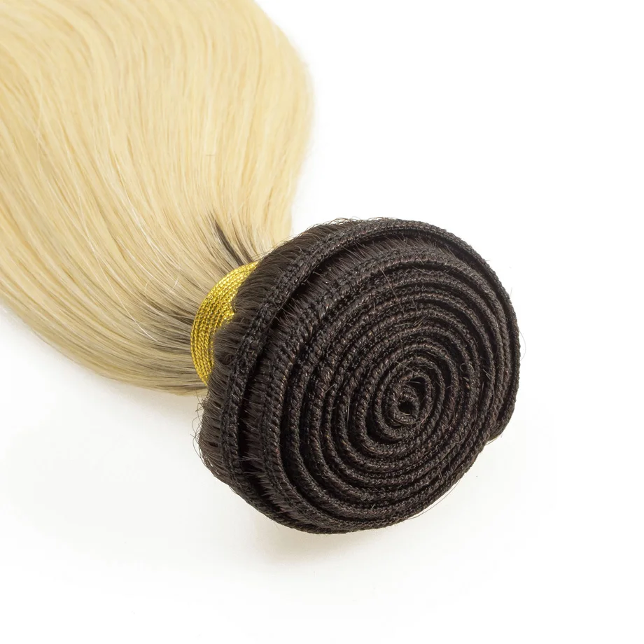 ombre 613 bundles with frontal T1B colored human straight brazilian hair weave bundles hair extension remy 30 inch long