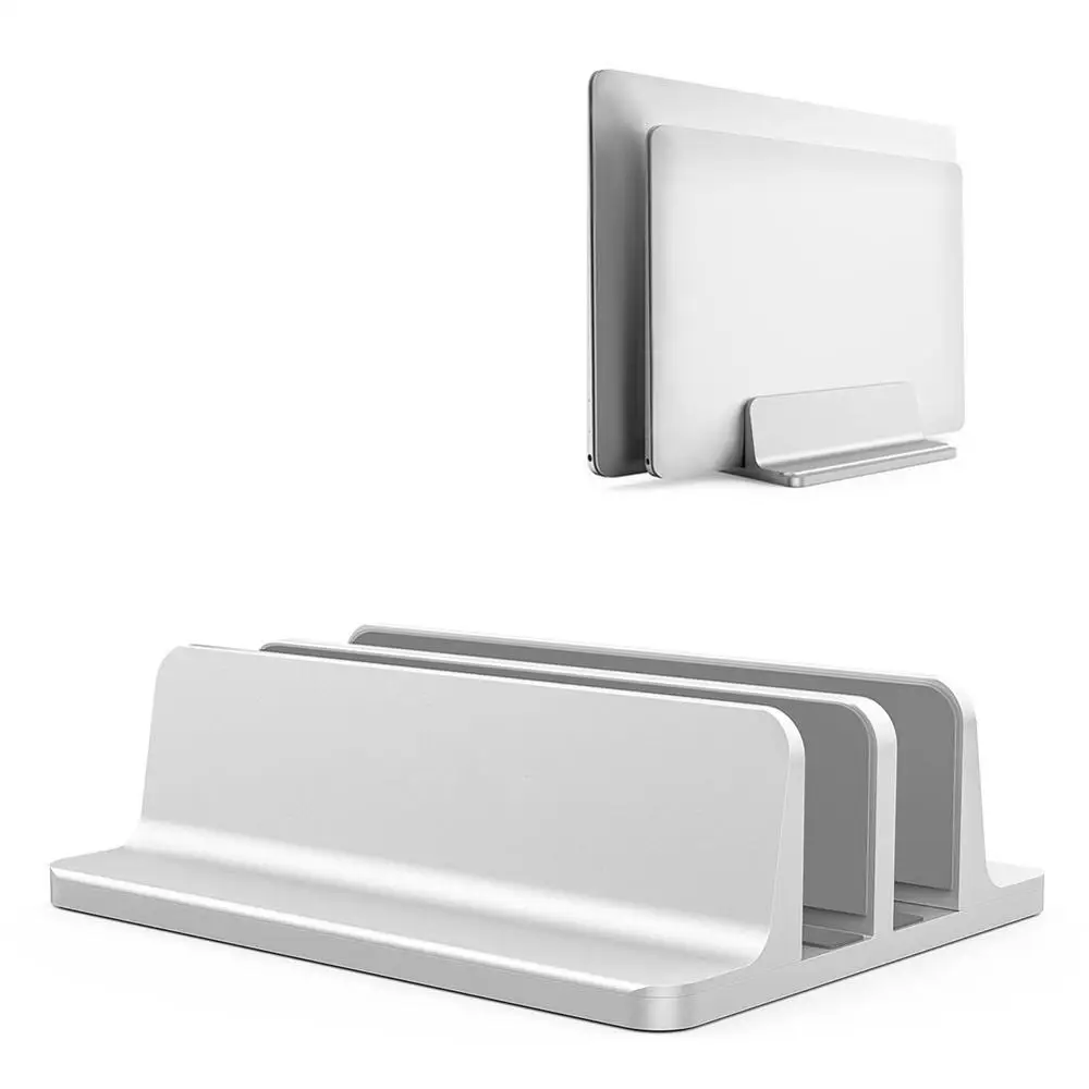 Вертикальная подставка для ноутбука алюминиевый двойной настольный держатель