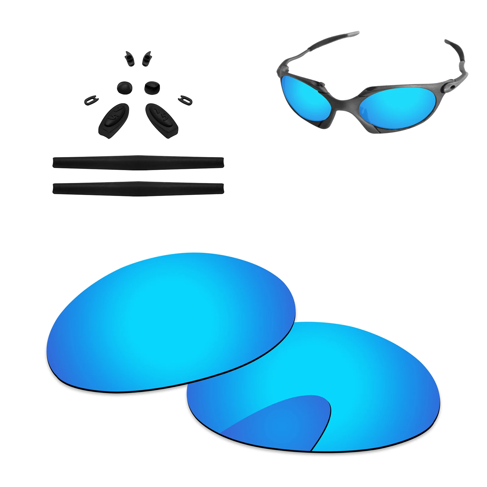 PapaViva Polarized Replacement Lenses and Black Ear Socks& Nose Pads for Authentic Romeo 1 Sunglasses- Multiple Options