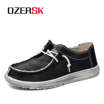 

OZERSK Spring Summer New Shoes Men Flats Slip On Male Loafers Driving Canvas Men Casual Shoes Fashion Comfortable Size 39~48