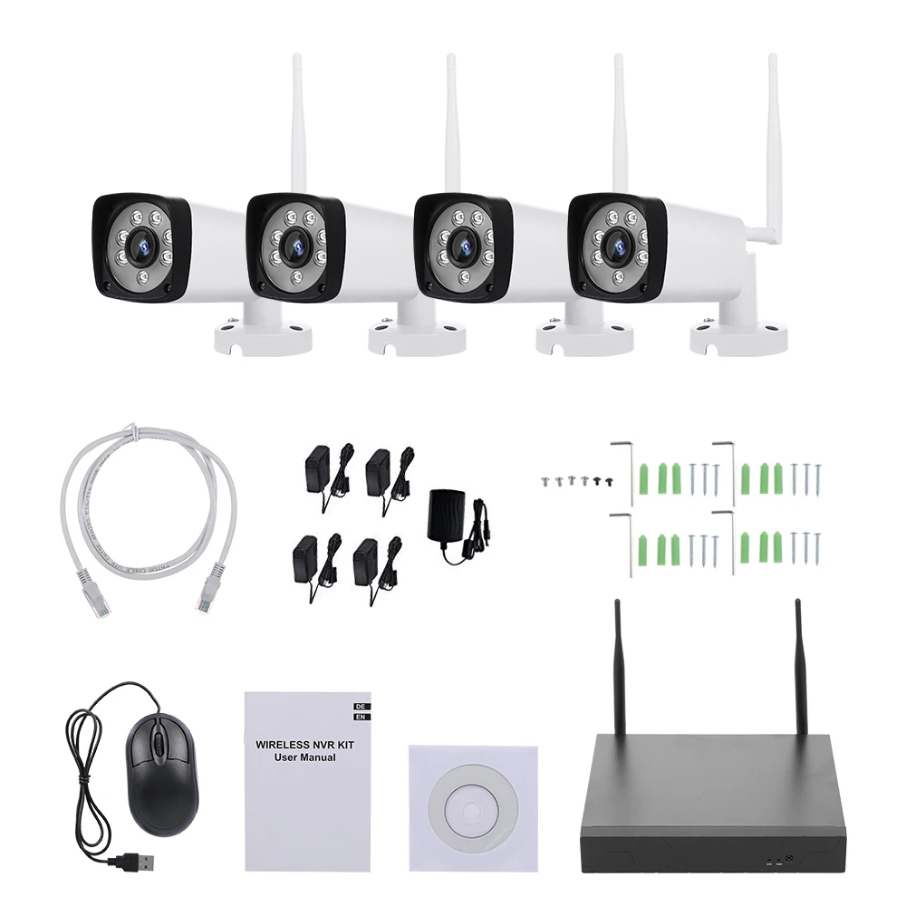 8CH NVR 4 камеры s Беспроводной NVR Комплект охранной системы наблюдения 2MP 1080P wifi камера монитор ночного видения P2P Обнаружение движения