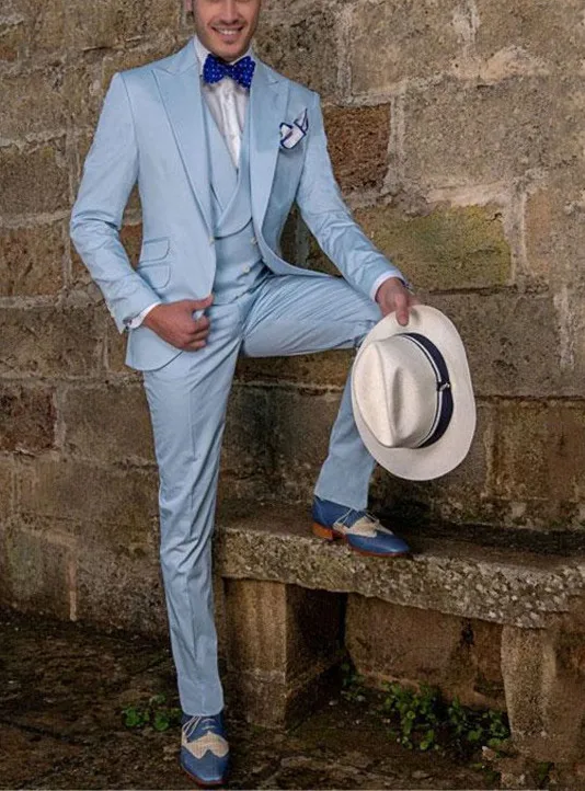 Итальянский синий смокинги для жениха Мужские свадебные костюмы широкий пик дизайн женихов для мужчин 3 шт. trajes de hombre Slim fit костюм Homme
