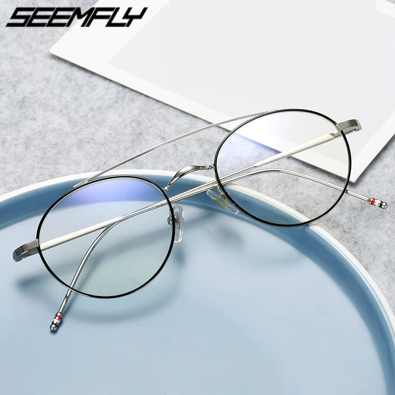 Seemfly, металлическая круглая оправа для очков, для мужчин и женщин, Ультралегкая, по рецепту, для близорукости, оптическая оправа для очков, Oculos De Grau
