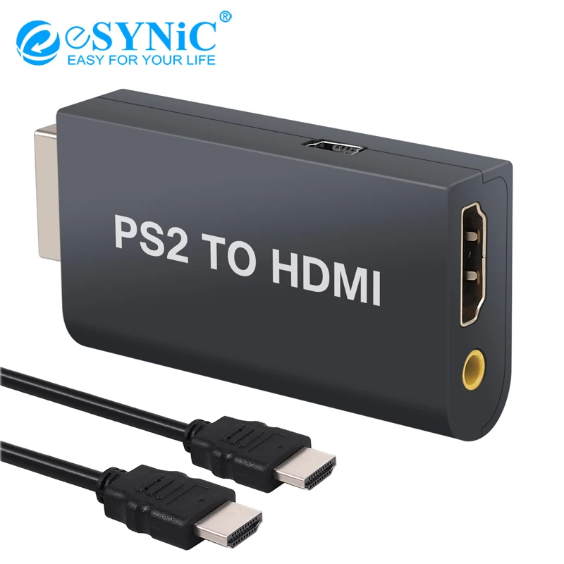 ESYNiC для PS2 в HDMI конвертер адаптер с 3,5 мм наушников аудио разъем с 3 фута HDMI кабель подходит PS2 HDTV HDMI монитор