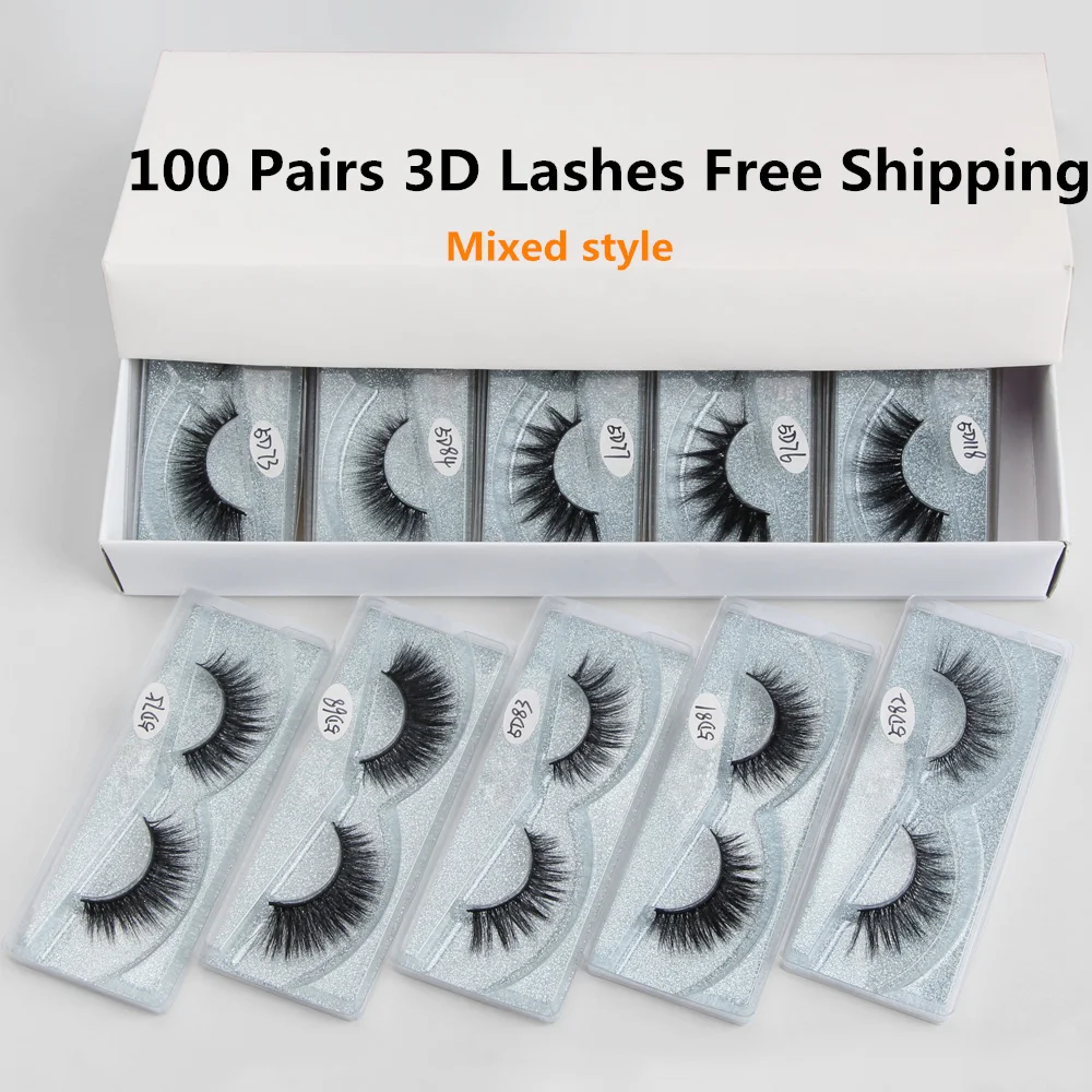 

Wholesale Mink Eyelashes 10/30/50/80/100 Pairs 5D Mink Lashes Bulk Eyelash Extension Natural False Eyelashes Makeup Eye Lashes